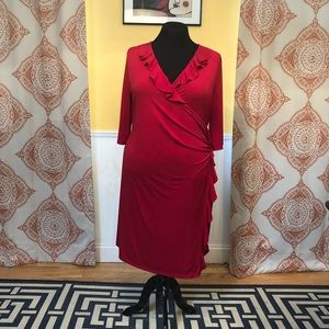 Kiyonna Red Faux Wrap Dress